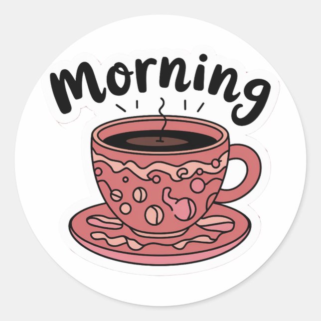 Adesivo Redondo Café Bom Dia Fofo (Frente)