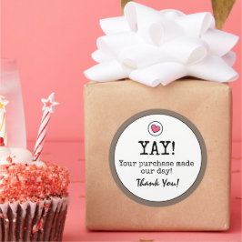 Adesivo Redondo Café Brown Retro Com Empresas Cardíacas Obrigado