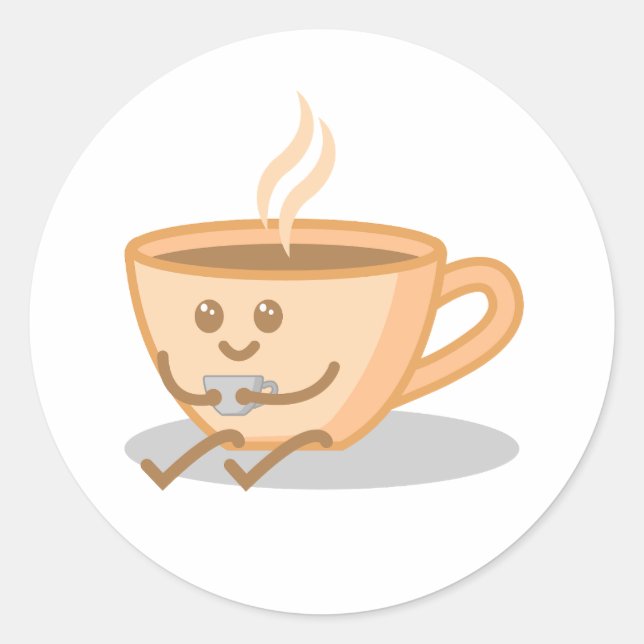 Adesivo Redondo Café Cachorro/Tea Mug Cartoon (Frente)