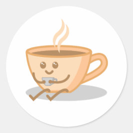 Adesivo Redondo Café Cachorro/Tea Mug Cartoon