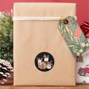 Adesivo Redondo Café Café Café Café Café Presente Xmas