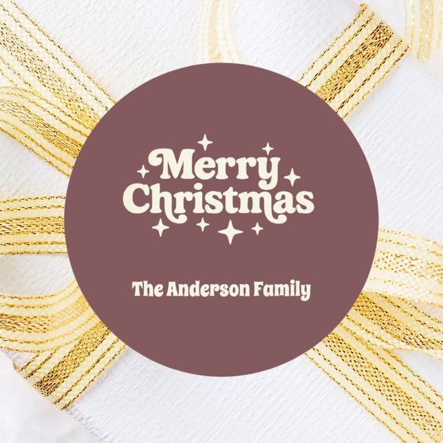 Adesivo Redondo Café castanho Natas de Natal Feliz (Criador carregado)