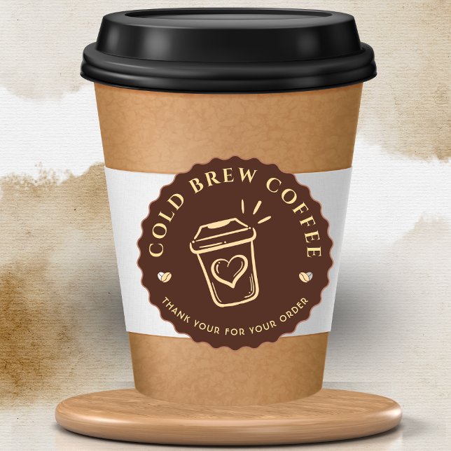 Adesivo Redondo Café Cold brew marrom Marcação Personalizada  (Criador carregado)