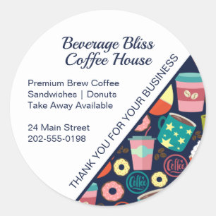 Adesivo Redondo Café Compre Café Obrigado Negócios