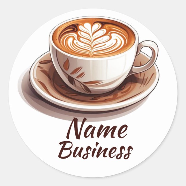 Adesivo Redondo Café Compre de Café da Taça Quente (Frente)