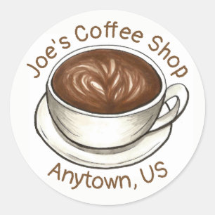 Adesivo Redondo Café Compro Latino da Taça Cappucino