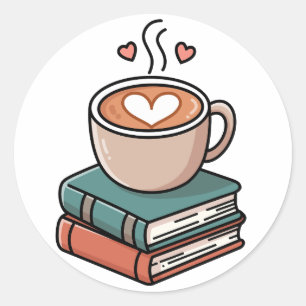 Adesivo Redondo Café Cozy e Livros Delícia