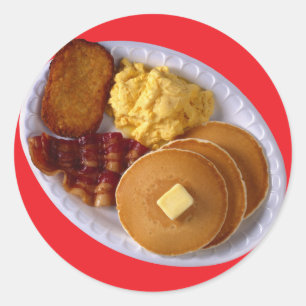 Adesivo Redondo Café da manhã com Bacon