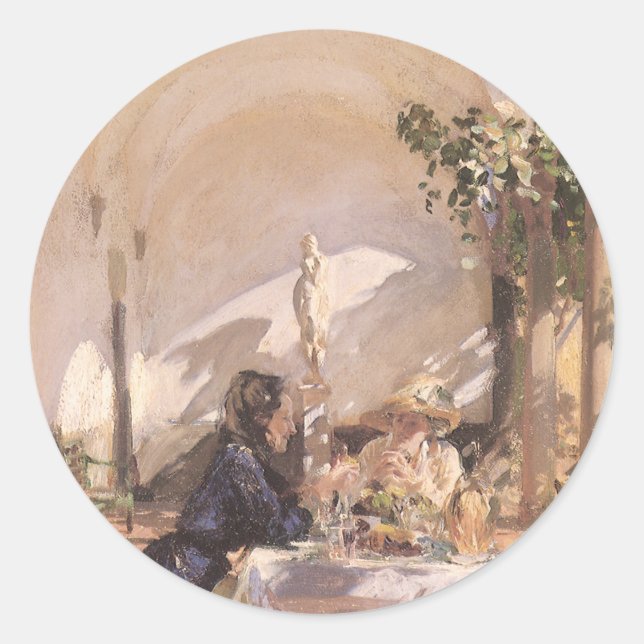 Adesivo Redondo Café da manhã na Loggia por John Singer Sargent (Frente)