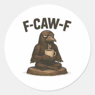 Adesivo Redondo Café das Mulheres F Cawf Corvo Coruja Meditação Di
