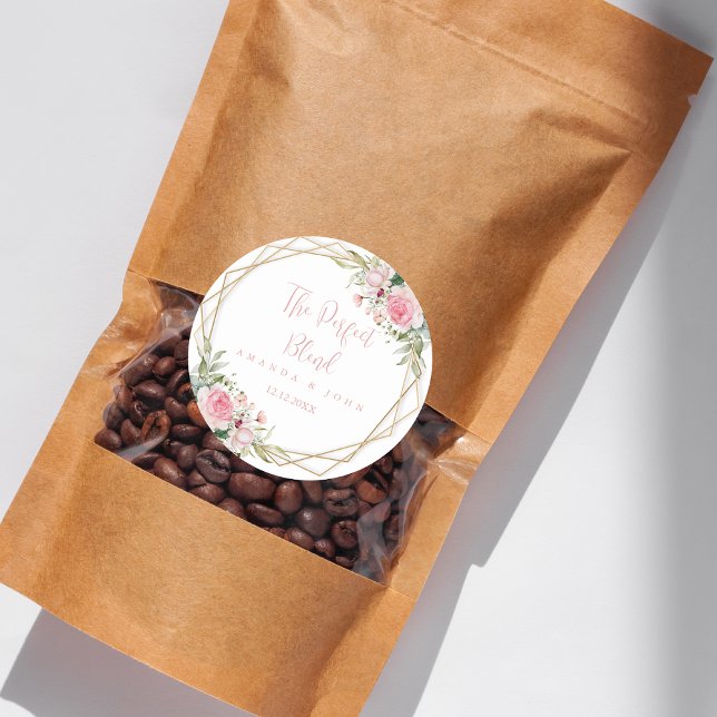 Adesivo Redondo Café De Casamento Com Flor Perfeito (Criador carregado)