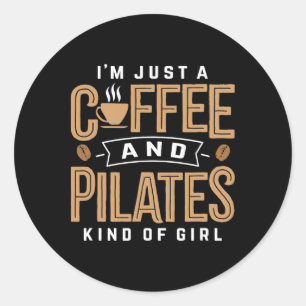 Adesivo Redondo Café de Pilates Exercício Treino Fitness Café Pil