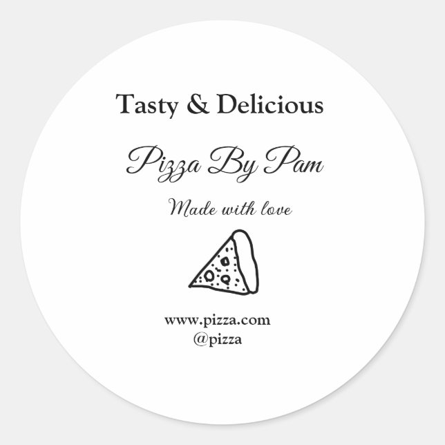 Adesivo Redondo Café de pizza desagradável feito com amor adicione (Frente)