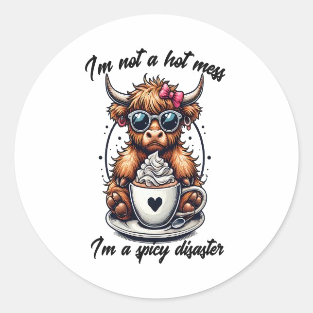 Adesivo Redondo Café de Vaca, Café de Café (Frente)