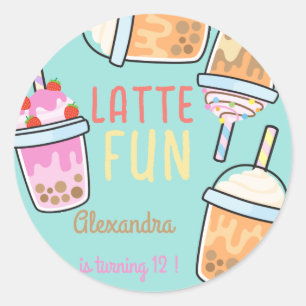 Adesivo Redondo Café divertido latino chá bobba