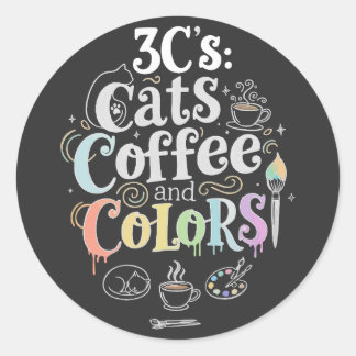 Adesivo Redondo Café e Cores dos Gatos