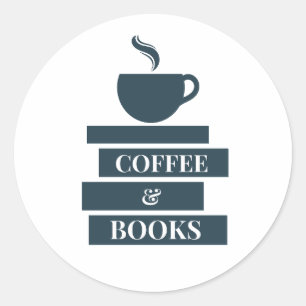 Adesivo Redondo Café e livros Sticker