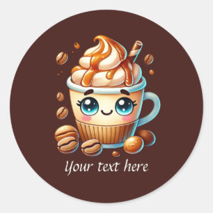 Adesivo Redondo Café empresarial personalizável fofo