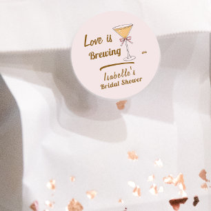 Adesivo Redondo Café Espresso Martini Moderno Chá de Bebê de Noiva