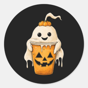 Adesivo Redondo Café Físico Fantasma Do Halloween Com Spook Divert