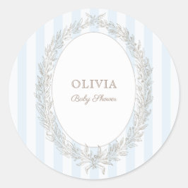 Adesivo Redondo Café Francês Bonjour Bebe Blue Stripe