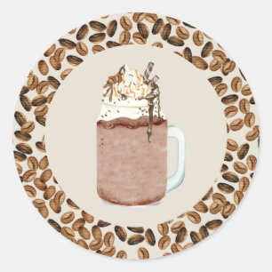 Adesivo Redondo Café Frio Café Frio Café Feijão Mason Jar Classe
