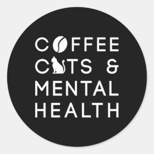 Adesivo Redondo Café Gatos Saúde Mental Anxívia Café Bebê