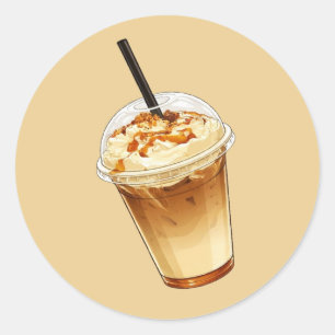 Adesivo Redondo Café Gelado com Caramelo e Nozes