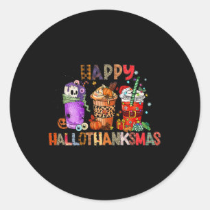 Adesivo Redondo Café Hallothanksmas Dia de Ação de Graças no Hallo