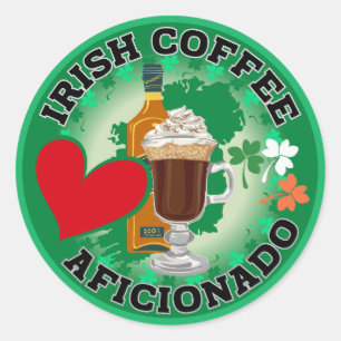 Adesivo Redondo Café irlandês Aficionado.
