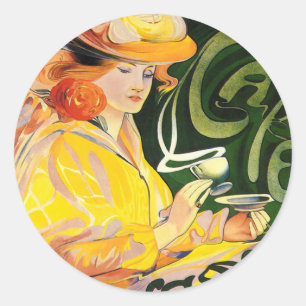 Adesivo Redondo Café Jacqmotte ~ Art Nouveau