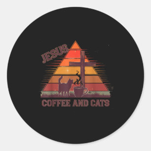 Adesivo Redondo Café Jesus Gatos Engraçado Bonito Design Amantes d