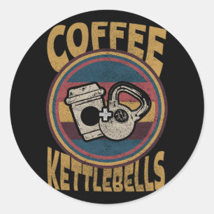 Adesivo Redondo Café Kettlebeldes Engraçados Malhação de Workout B