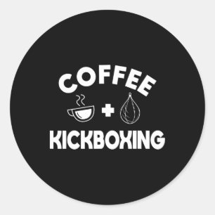 Adesivo Redondo Café + Kickboxing Kickboxer Caratê Boxeador Lutado