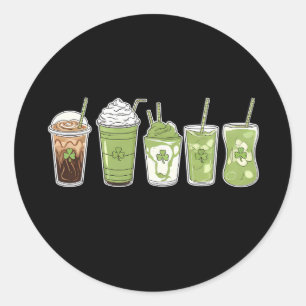 Adesivo Redondo Café Latte Verde - Dia de São Patrício Irlandês Cu