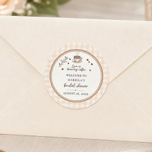 Adesivo Redondo Café Love Is Brewing Boho Bege Personalizado