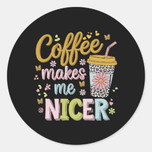 Adesivo Redondo Café Lover Cafeinado Cafeinado Café Leopardo Me Fa