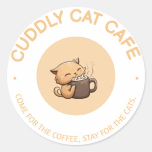 Adesivo Redondo café para gatos fofinhos