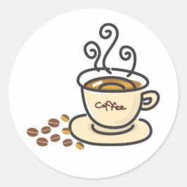 Adesivo Redondo Café quente - Mug e Café