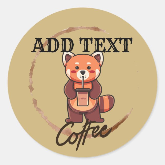 Adesivo Redondo Café Redpanda moderno Nome do Compro personalizado (Frente)