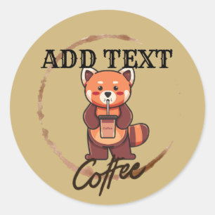 Adesivo Redondo Café Redpanda moderno Nome do Compro personalizado