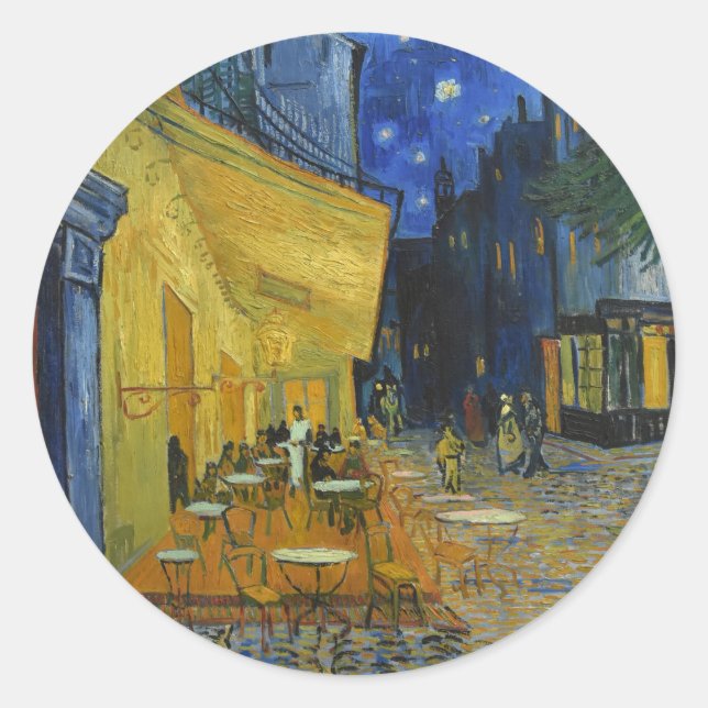 Adesivo Redondo Cafe Terrace à Noite | Vincent van Gogh (Frente)