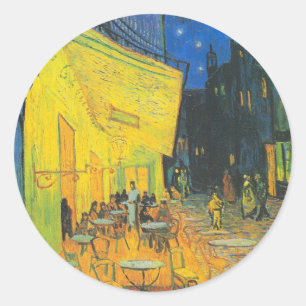Adesivo Redondo Café Terrace Cena de Rua Francesa de Van Gogh
