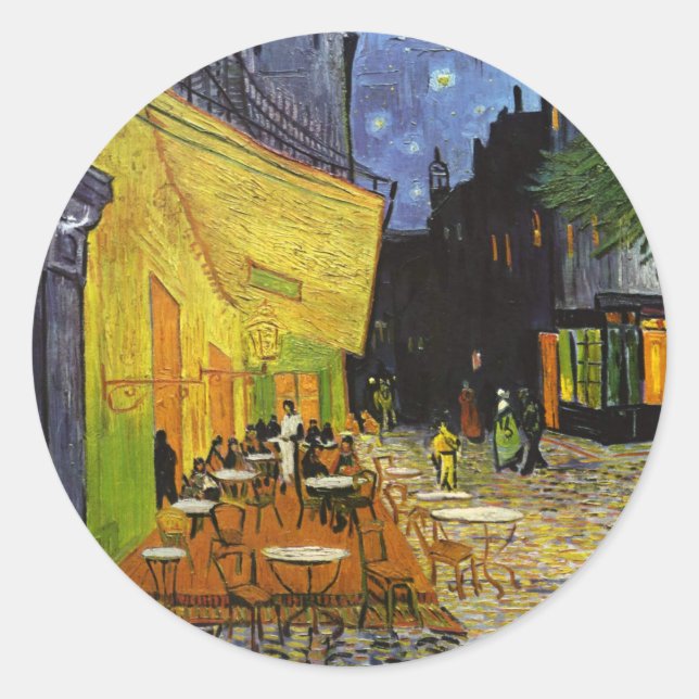 Adesivo Redondo Cafe Terrace na Night Van Gogh (Frente)