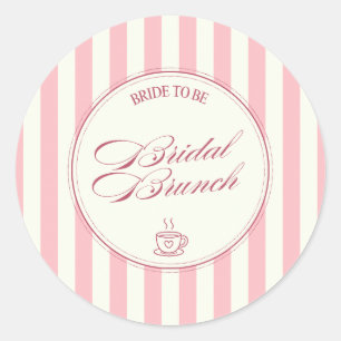 Adesivo Redondo Café Vintage Listras Rosa Almoço Casamento