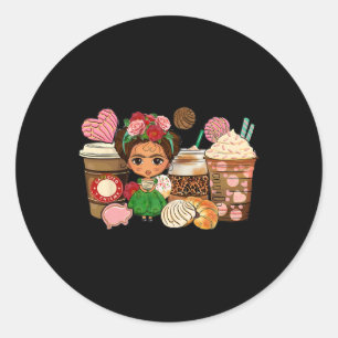 Adesivo Redondo Cafecito Y Chisme Café Copas México Cinco De Mayo