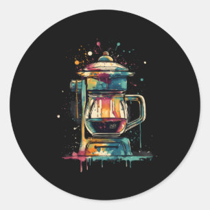 Adesivo Redondo Cafeeiro-café Barista Cafeeiro Fazendo Café