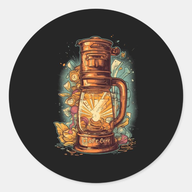 Adesivo Redondo Cafeeiro Cafeeiro Frio Café Café Barista Cafeína (Frente)