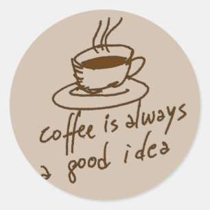 Adesivo Redondo cafeína para amantes de café