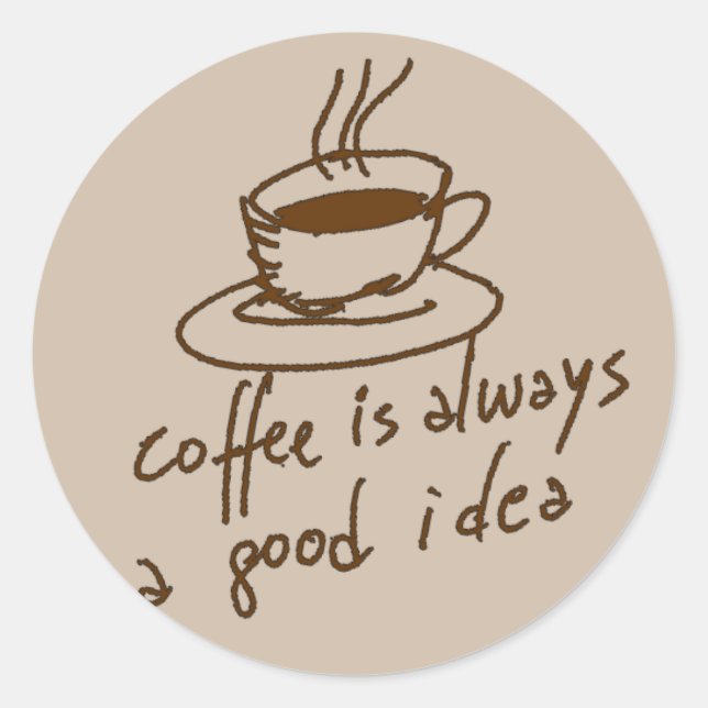 Adesivo Redondo cafeína para amantes de café (Frente)